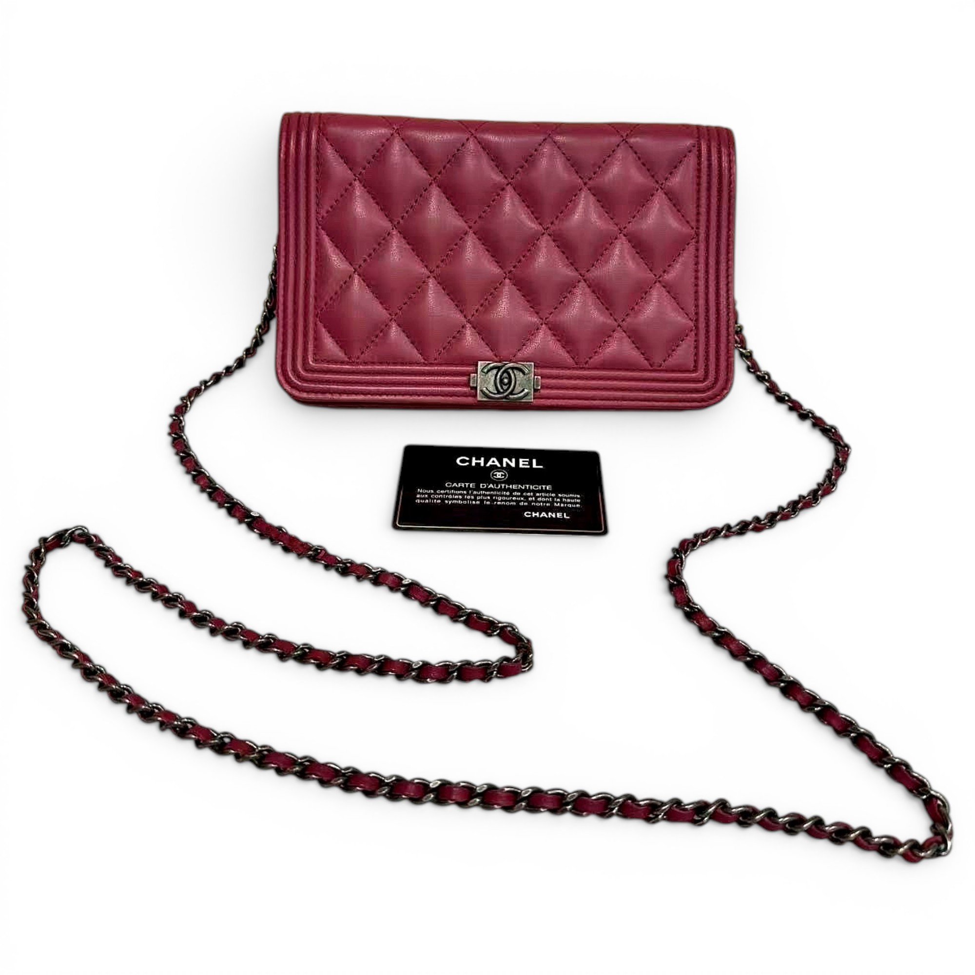 Wallet On Chain Boy Half Flap leather handbag