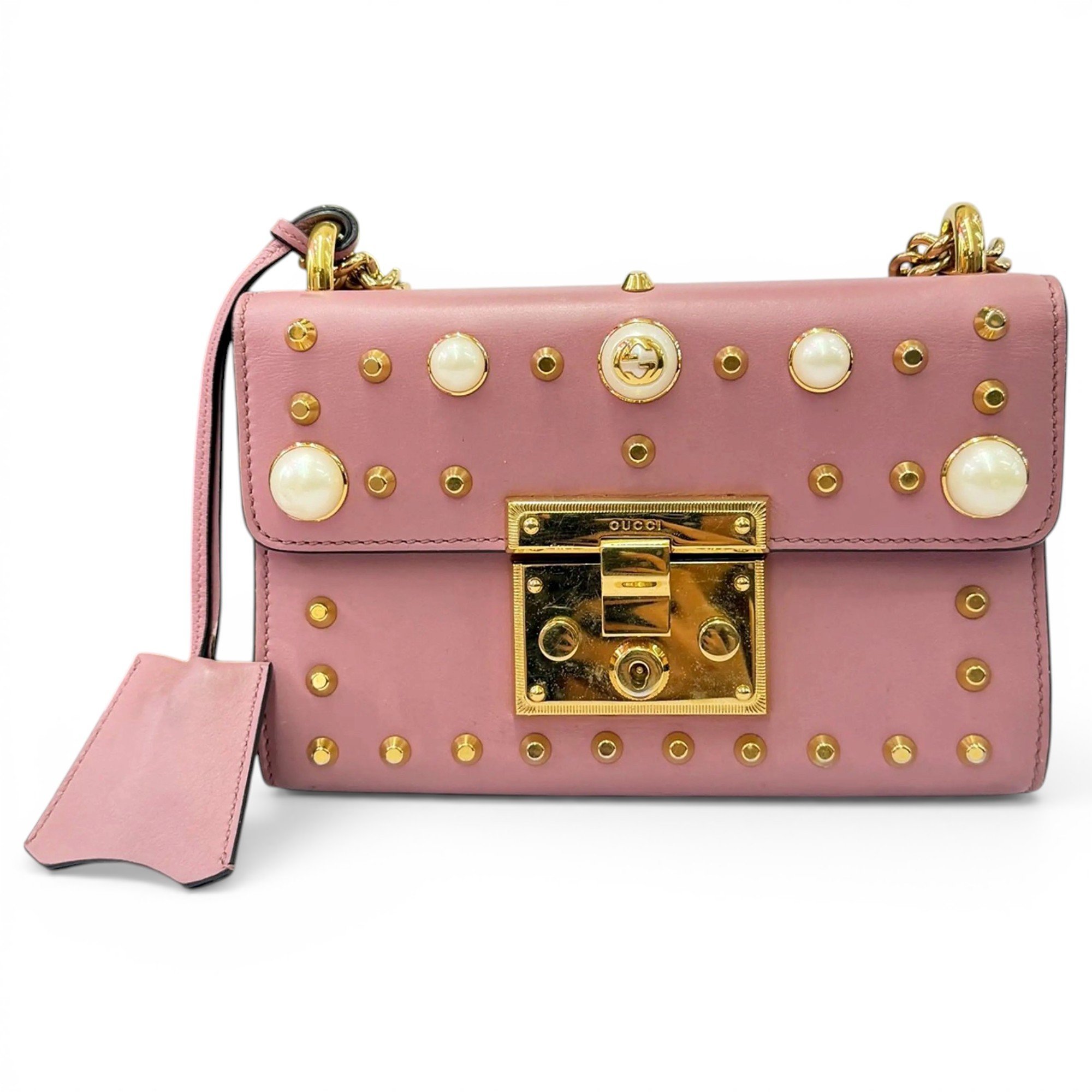Padlock leather handbag