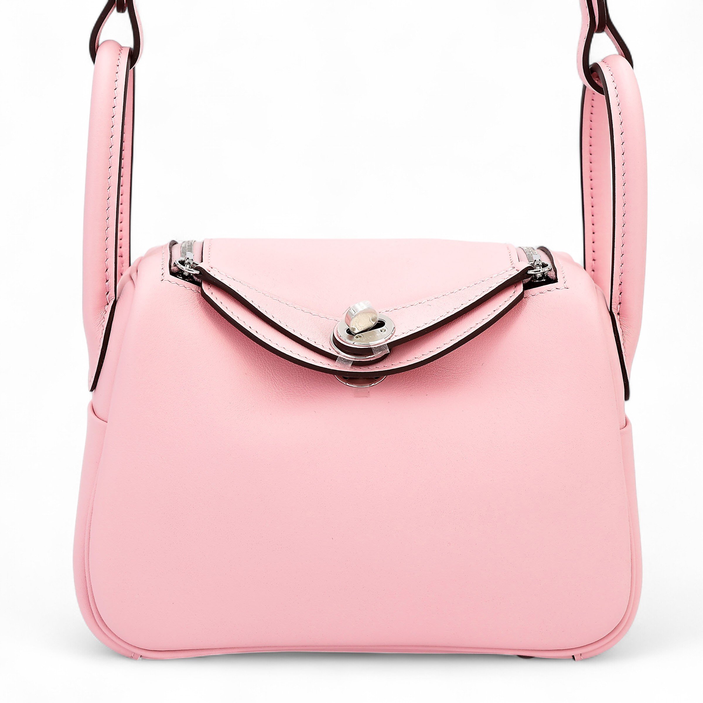 Hermes Brand New ( Rank N ) HERMÈS Mini Lindy Rose Sakura (3Q) Swift Palladium hardware K (2025)