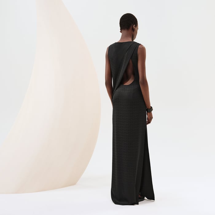 Noir "Mosaique" Draped Long Dress