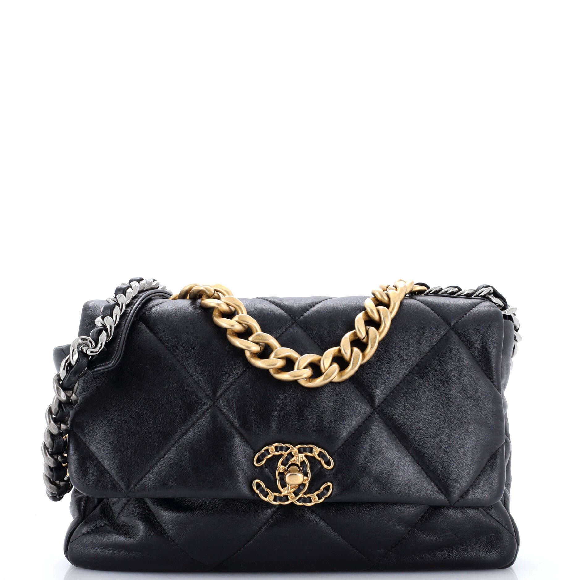 19 Flap Bag Quilted Leather Large