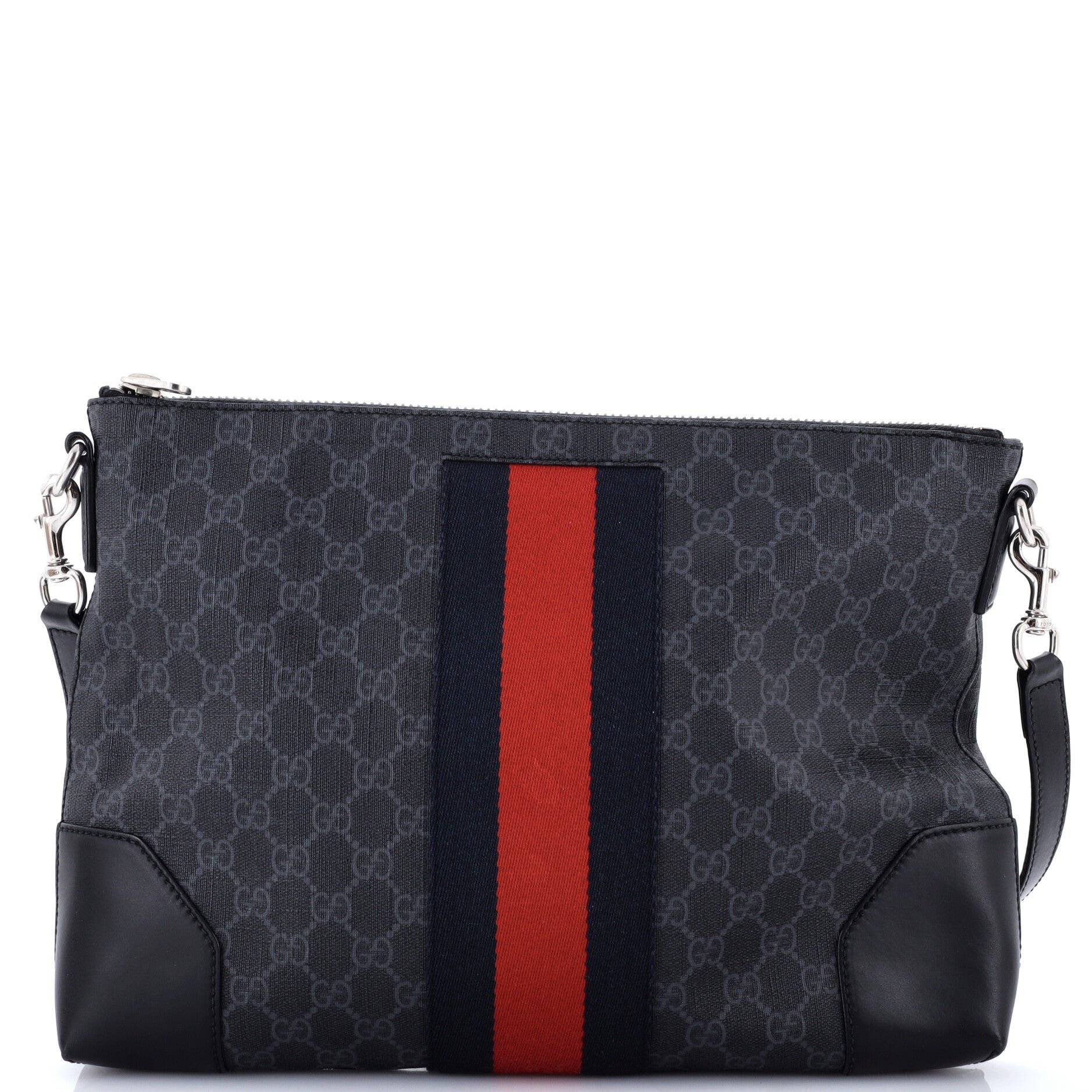 Web Zip Flat Messenger GG Coated Canvas Medium