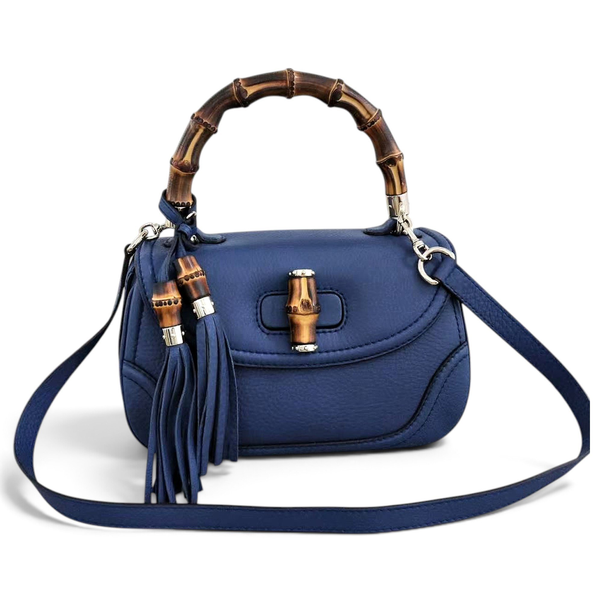 Convertible Bamboo Top Handle leather handbag