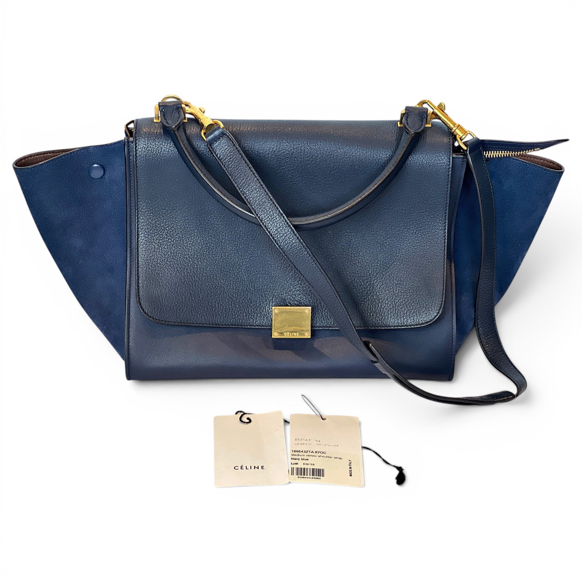 Trapèze leather handbag