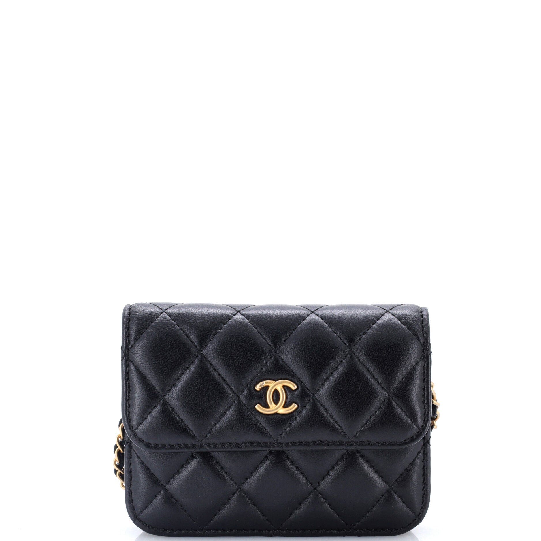 Pearl Crush Flap Clutch with Chain Quilted Lambskin Mini