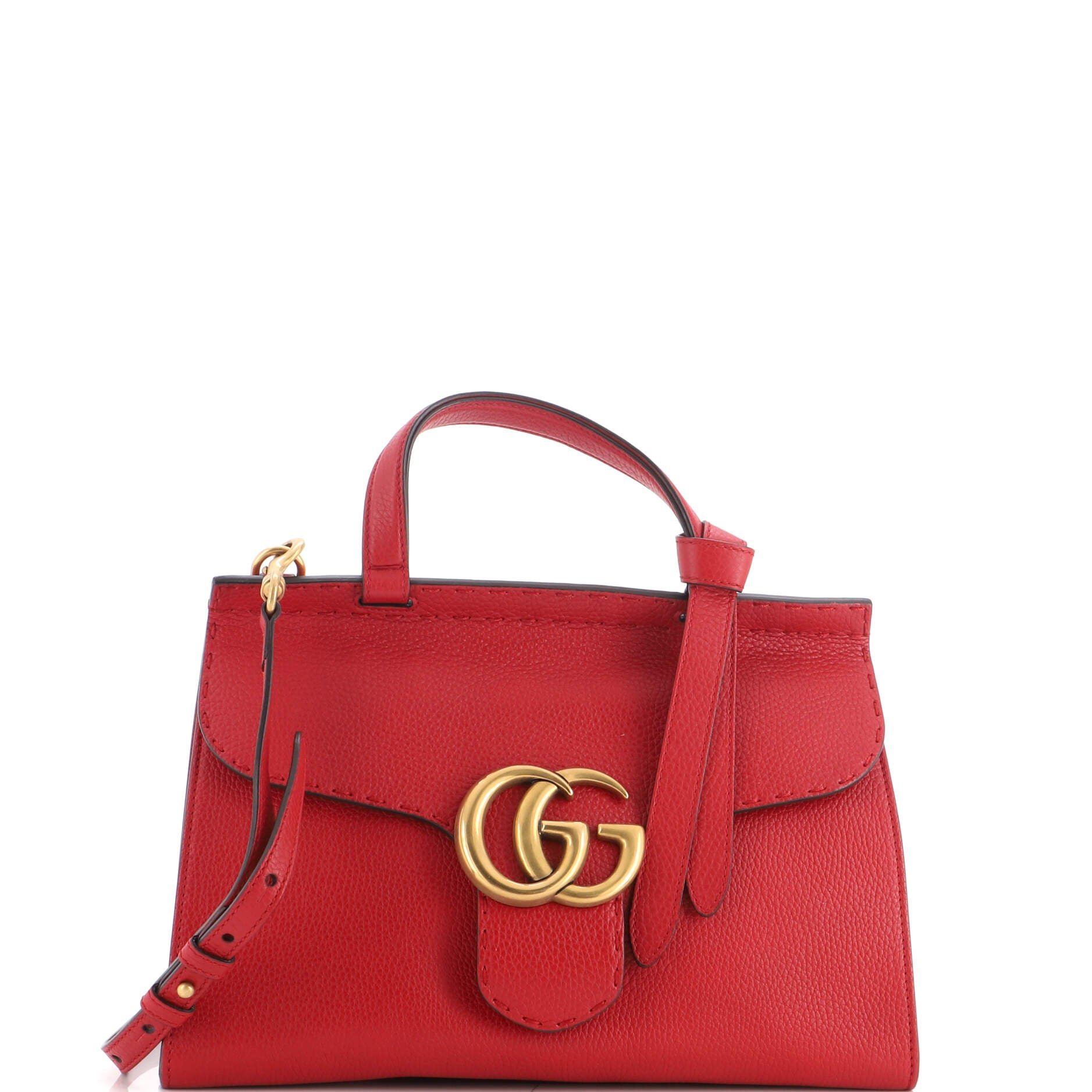GG Marmont Top Handle Bag Leather Small