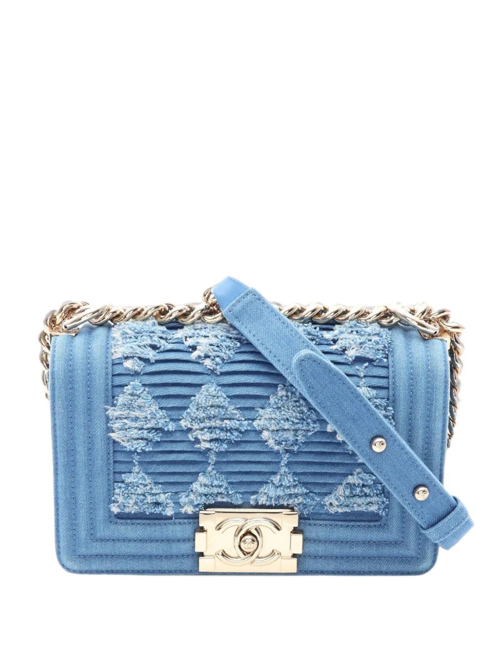 2019 Small Pleated Denim Boy Flap crossbody bag