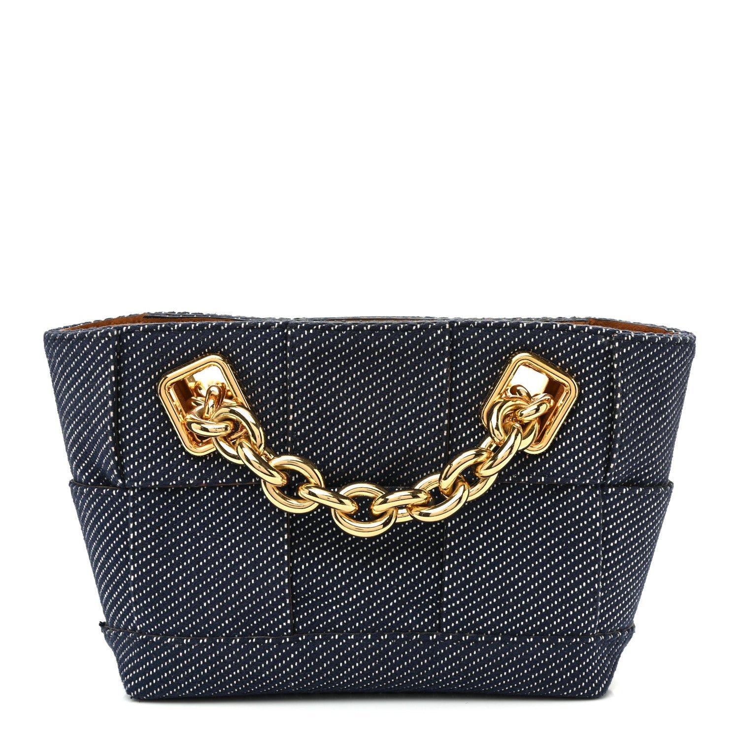 Bottega Veneta Denim Maxi Intrecciato High Frequency Chain Tote Indigo