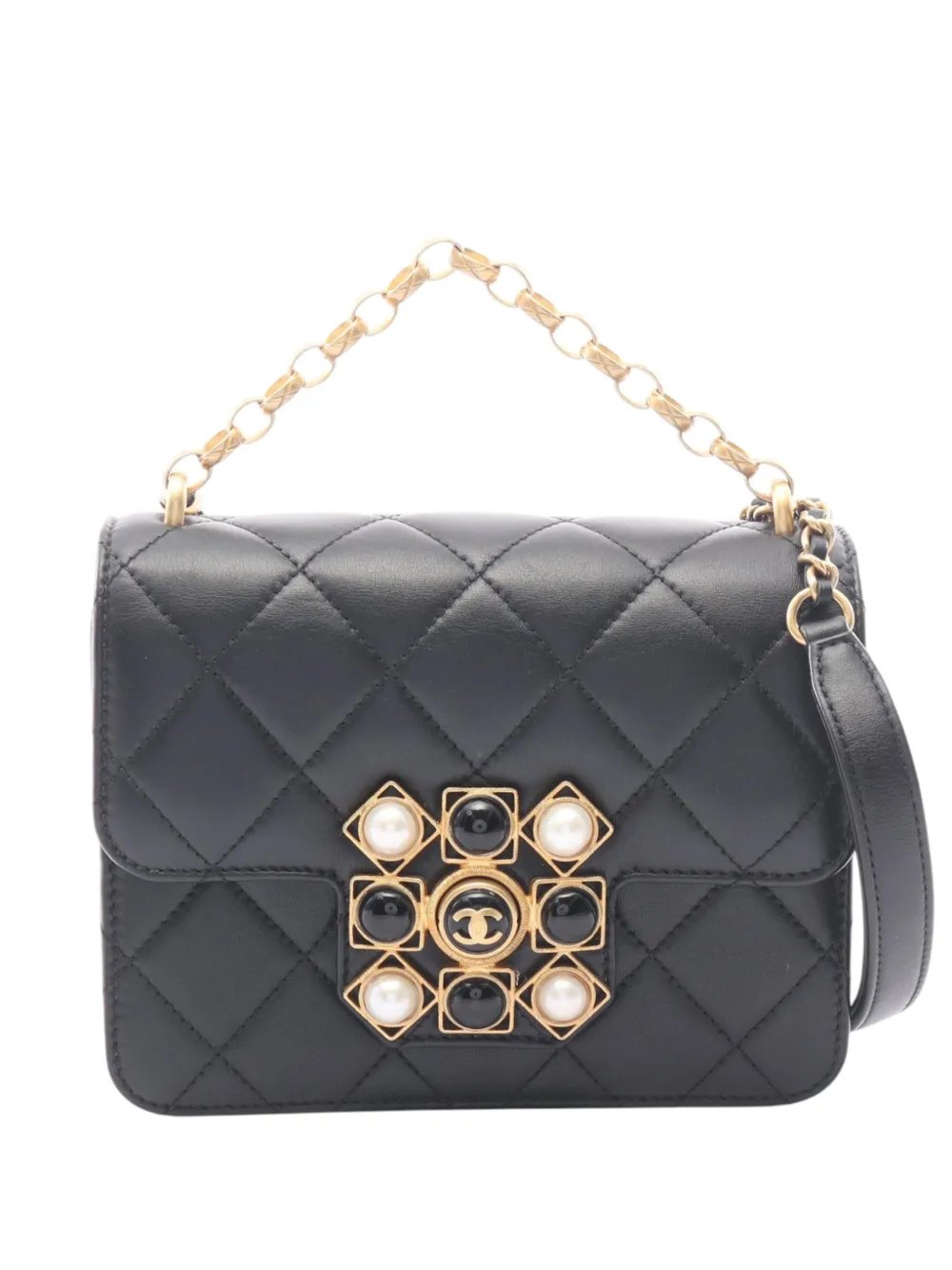 2020 Quilted Lambskin Onyx Pearl Flap satchel