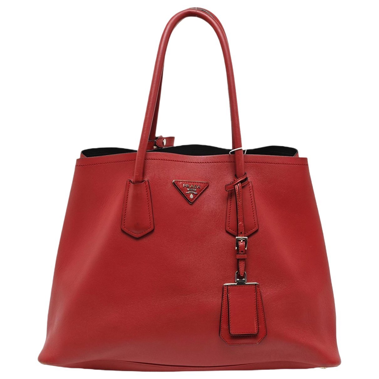 Double leather handbag