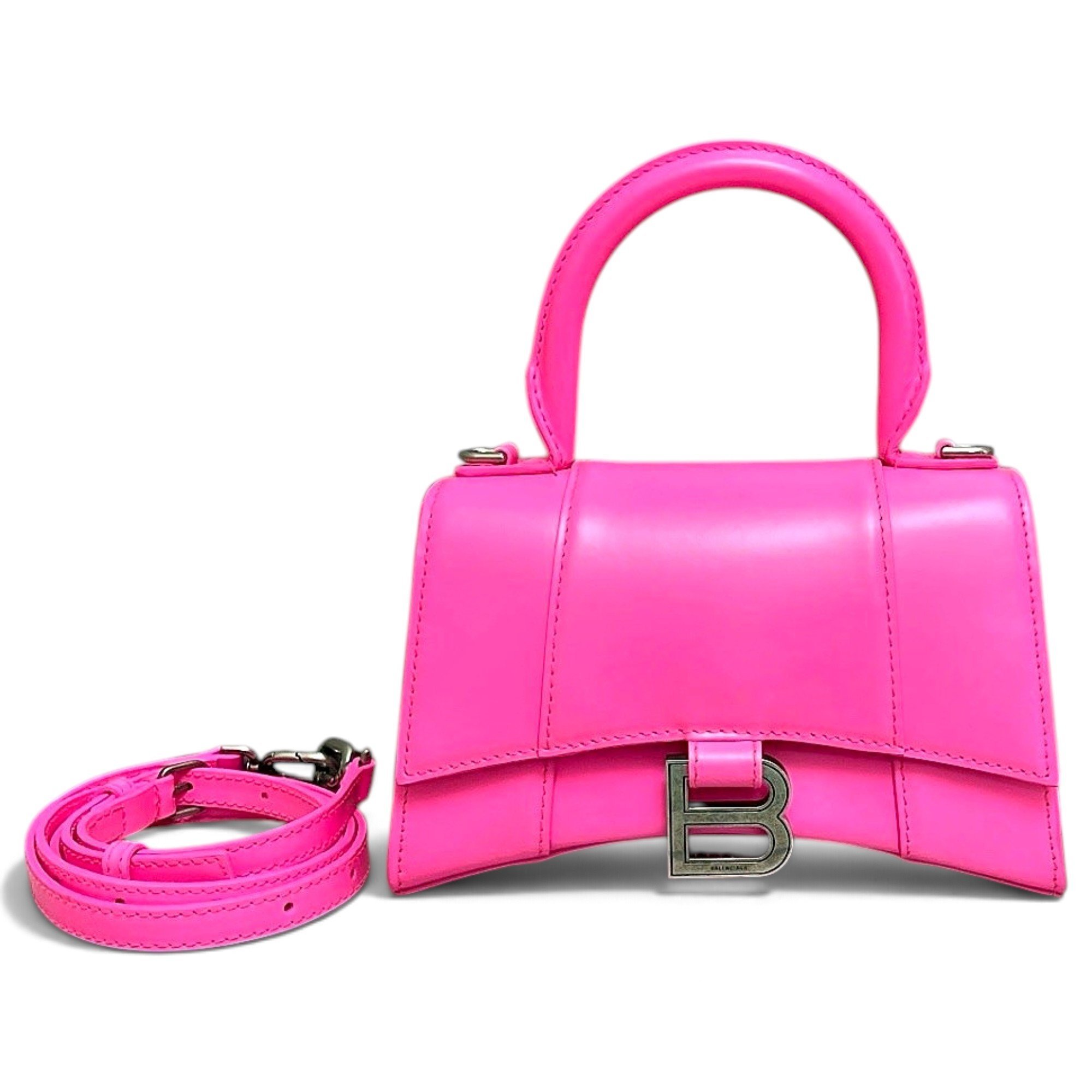 Hourglass leather handbag