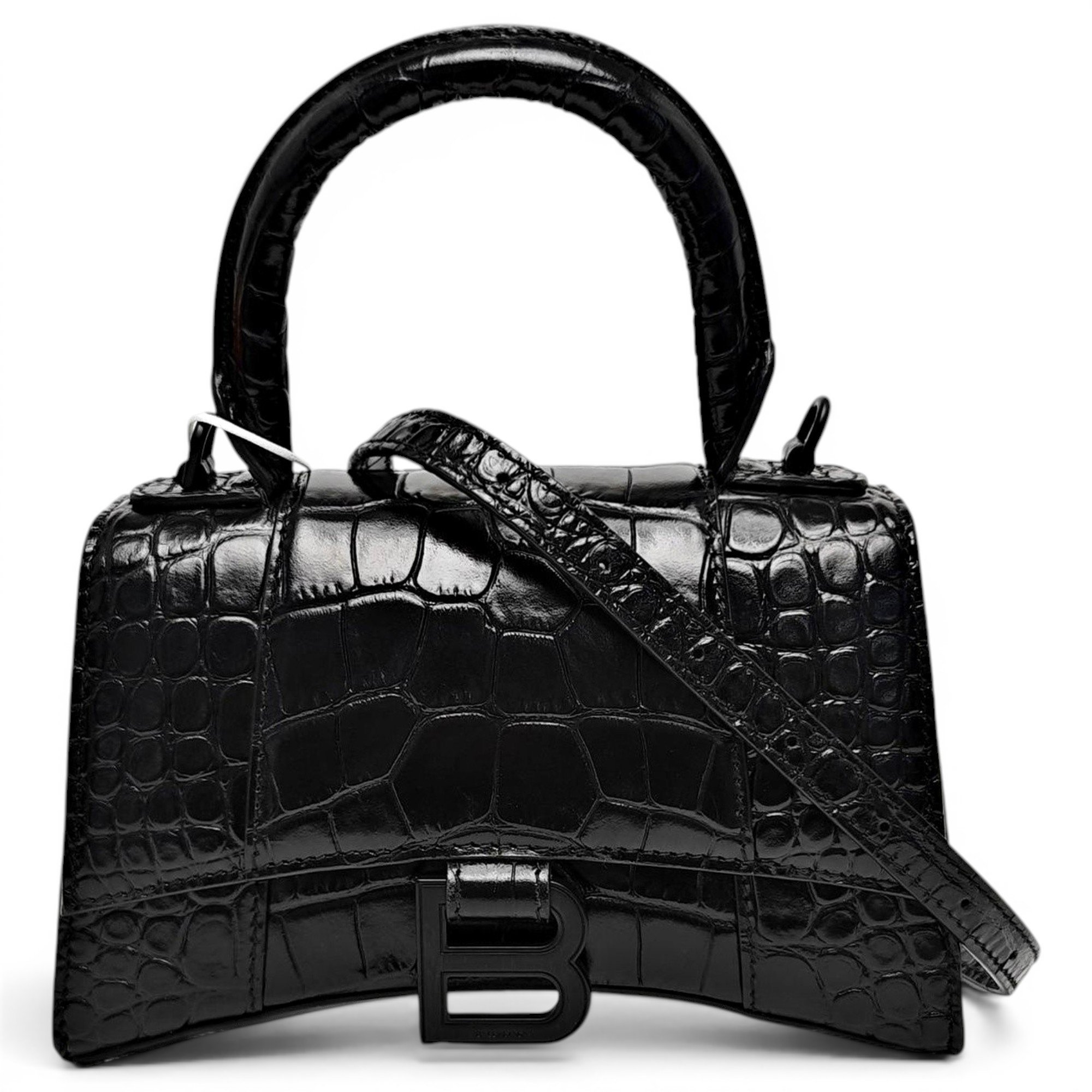 Hourglass leather handbag