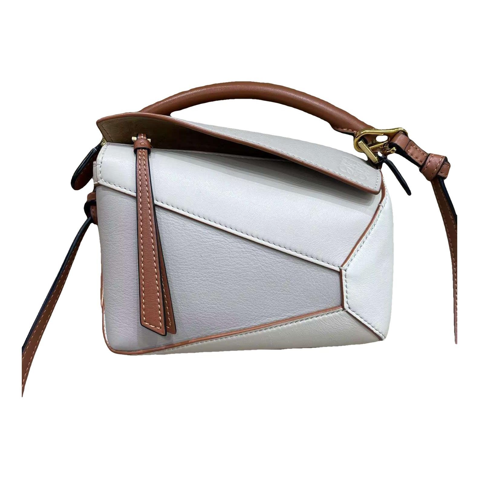 Puzzle leather handbag