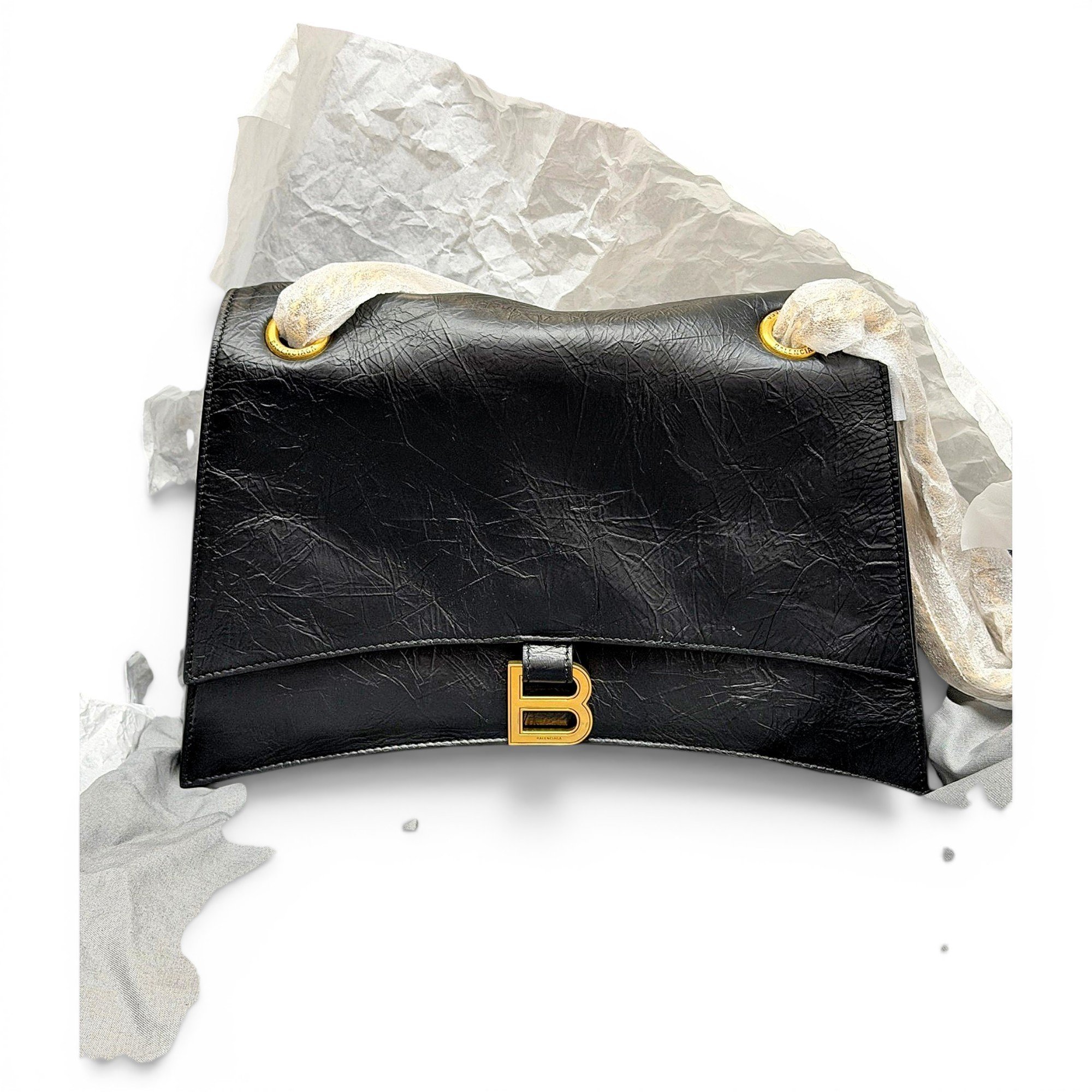 Crush leather handbag