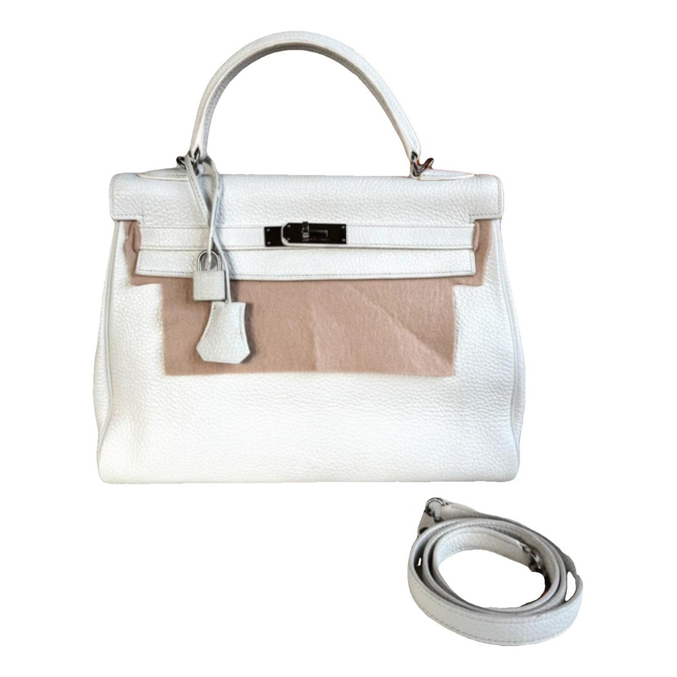 Hermes Kelly 32 Handbag White Clemence Leather