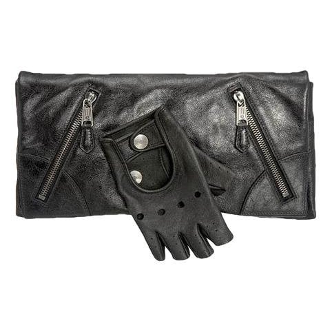 Leather clutch bag
