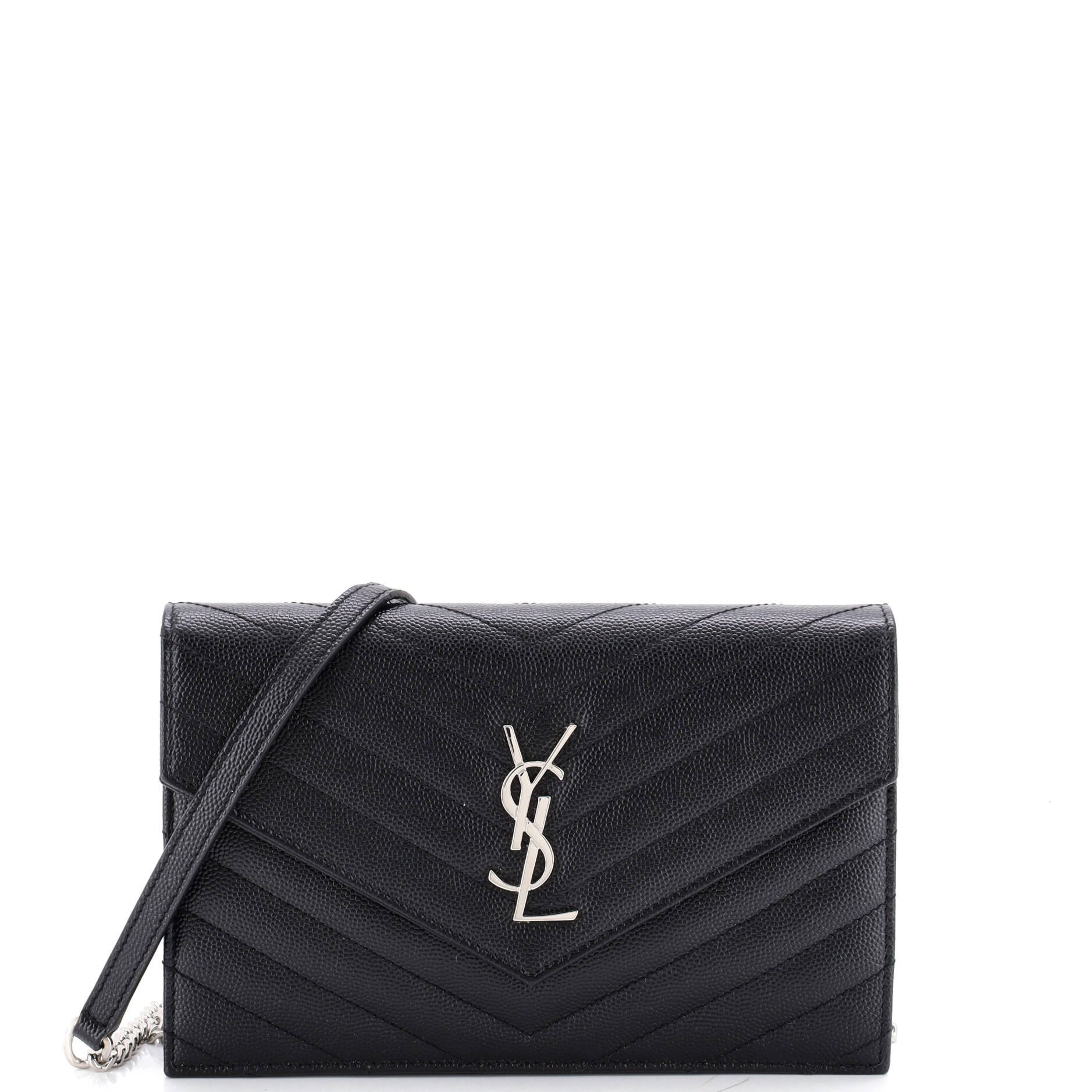 Classic Monogram Wallet on Chain Matelasse Chevron Leather Small