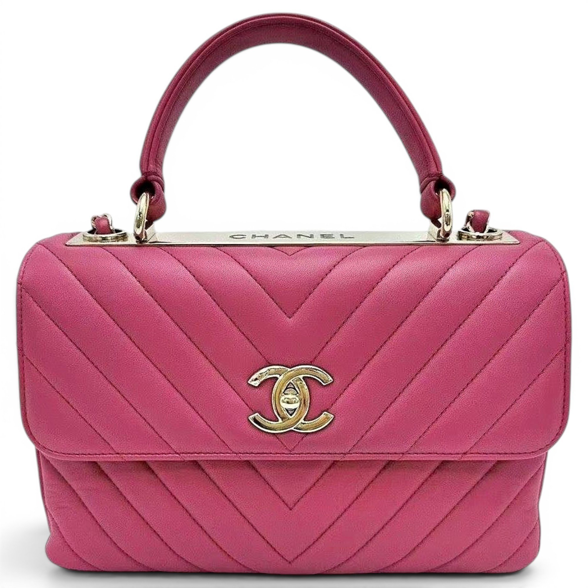 Trendy CC Top Handle leather handbag