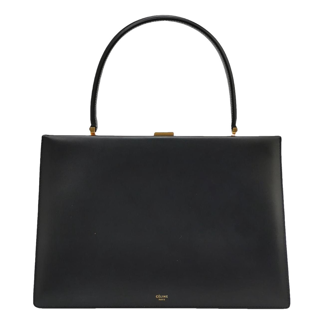 Clasp leather handbag