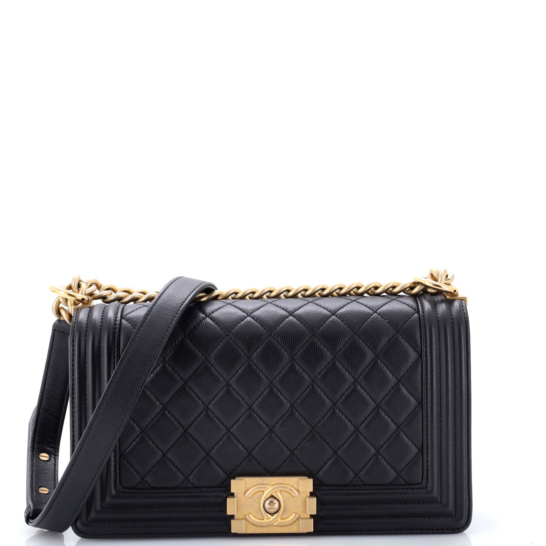 Boy Flap Bag Quilted Caviar Old Medium