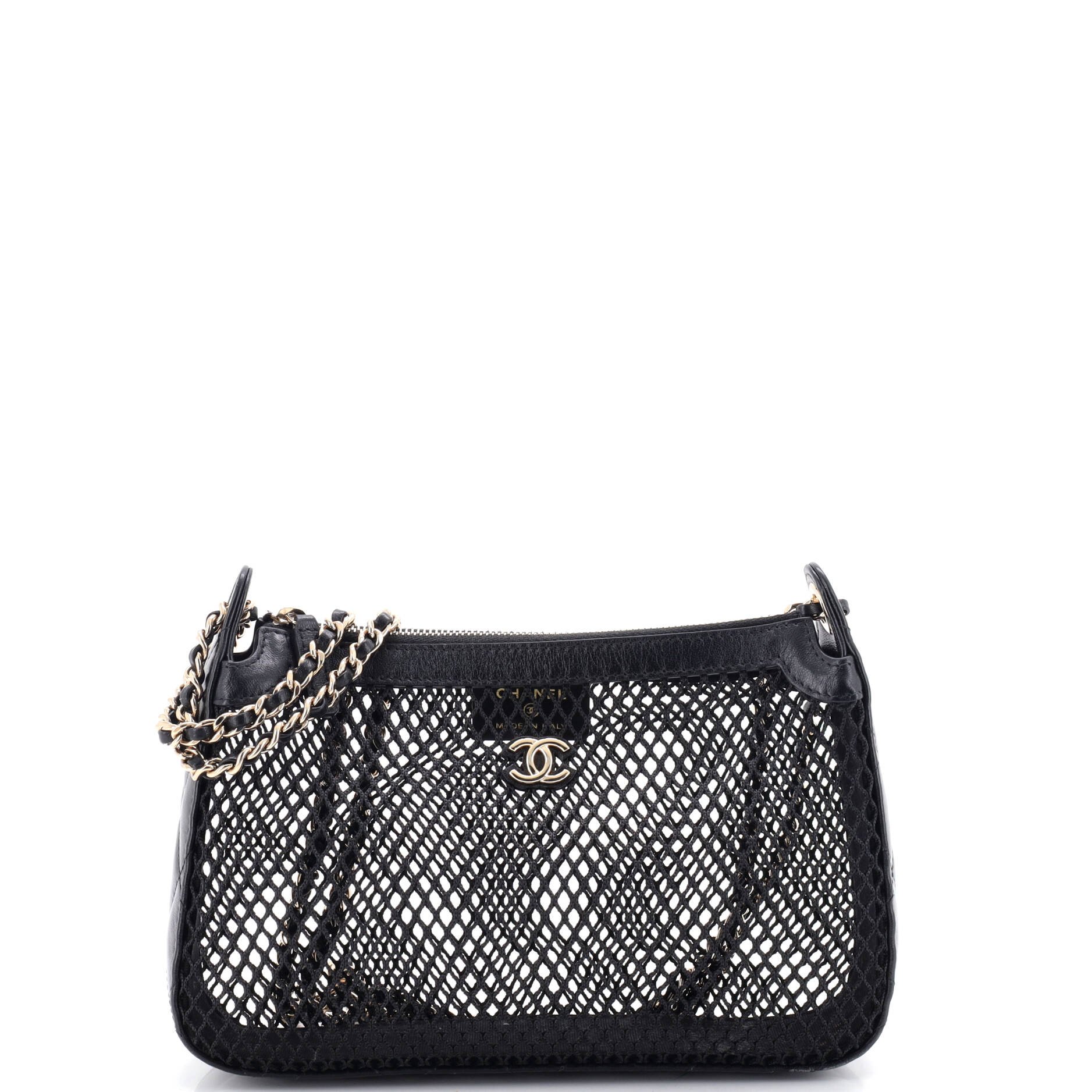 Clutch with Chain Mesh with Quilted Lambskin