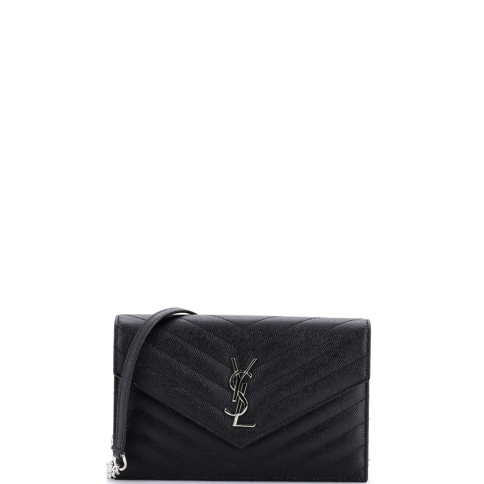 Classic Monogram Wallet on Chain Matelasse Chevron Leather Small