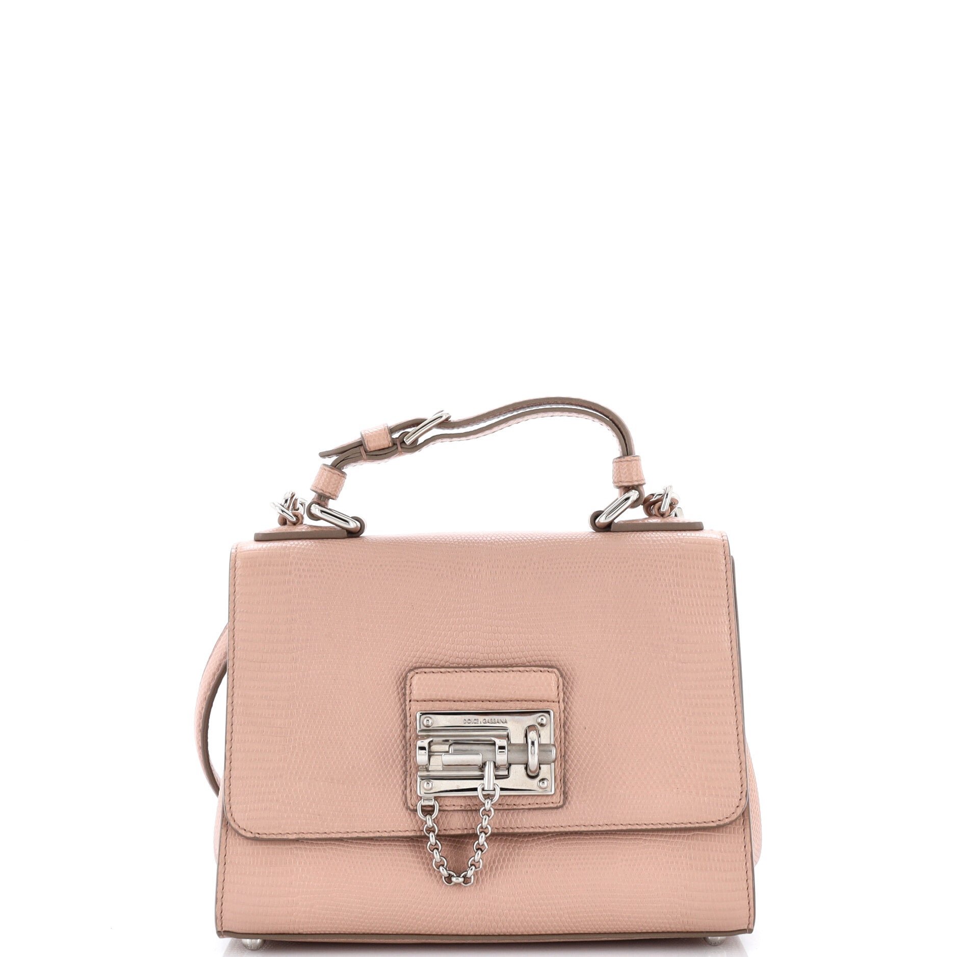 Monica Top Handle Flap Bag Lizard Embossed Leather Small