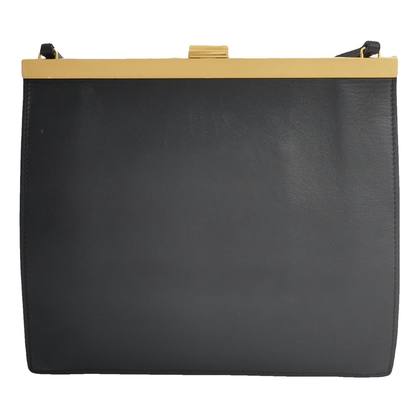 Clasp leather handbag
