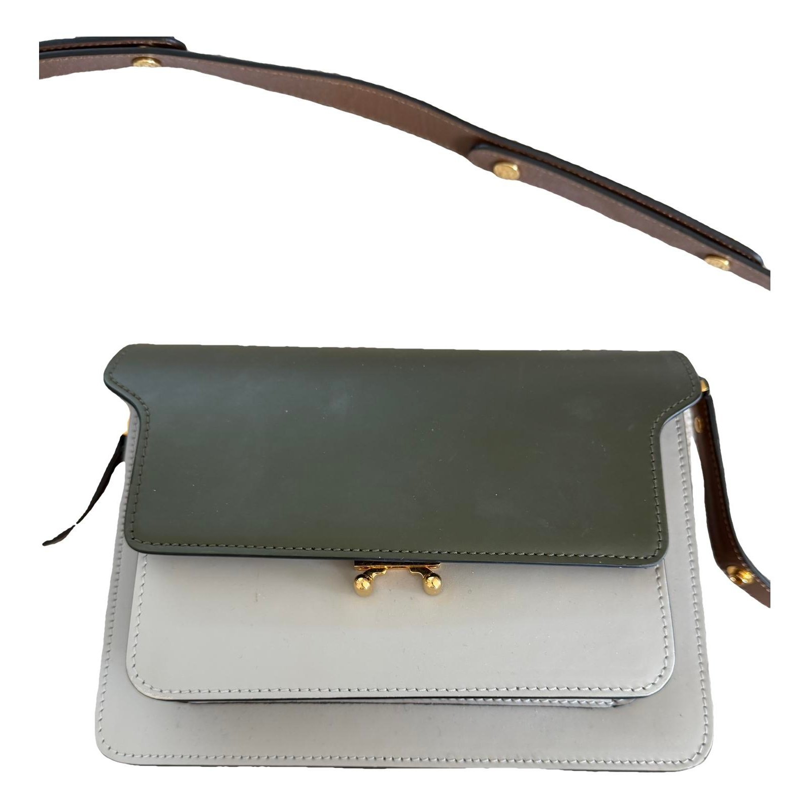 Trunk leather crossbody bag