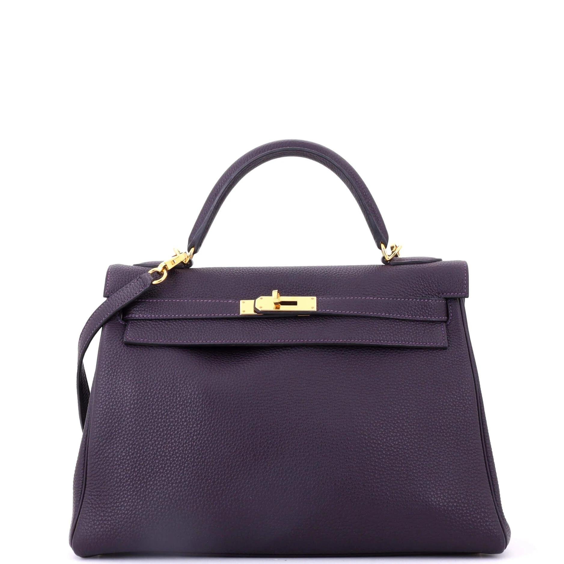Hermes Kelly 32 Handbag Raisin Togo Leather 2015