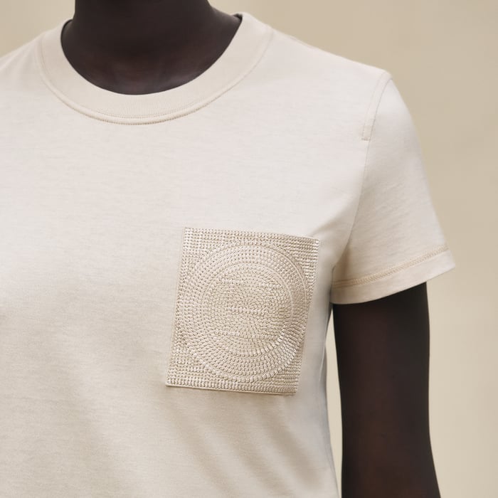 Beige Pierre d'Istrie Embroidered Pocket T-shirt