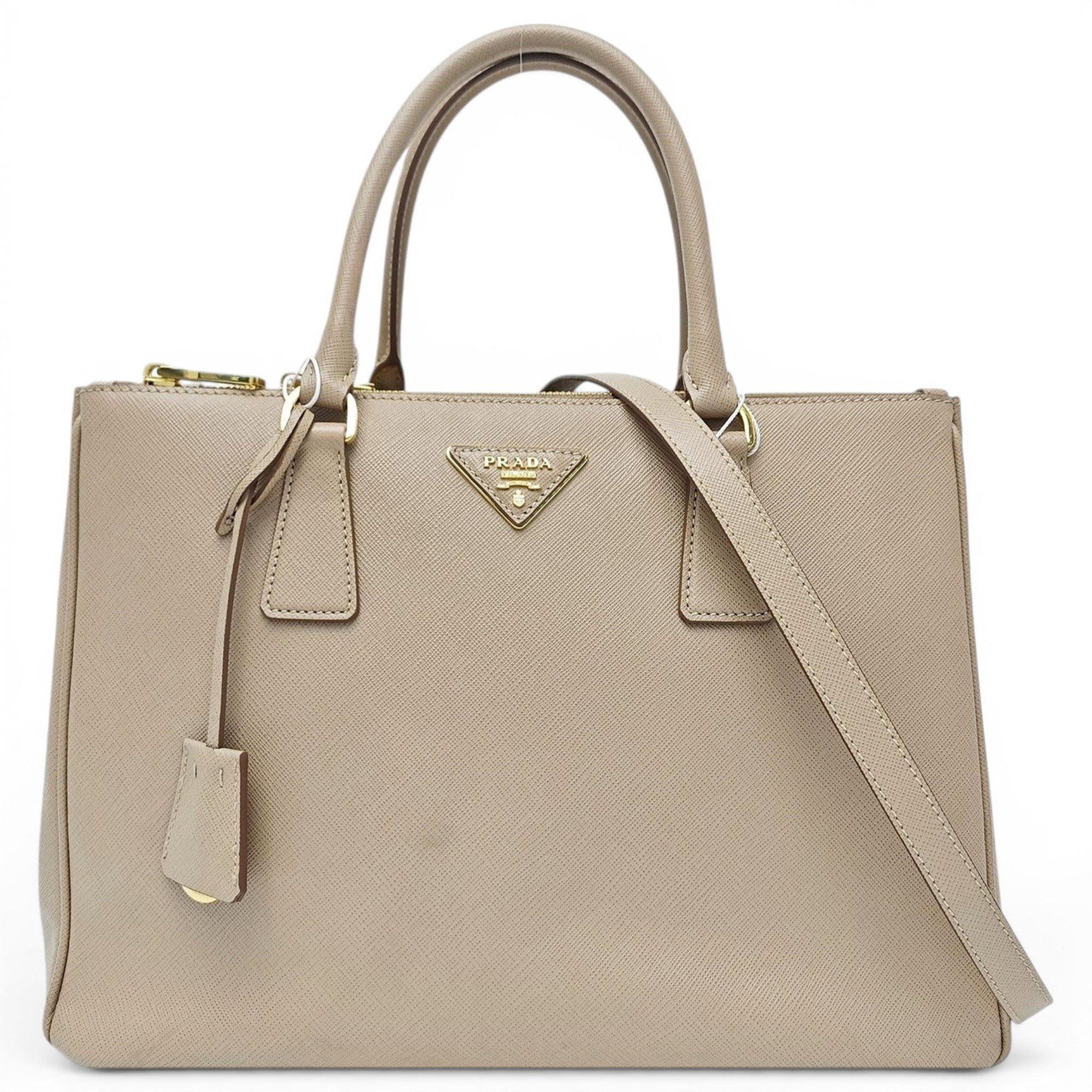 Double leather handbag