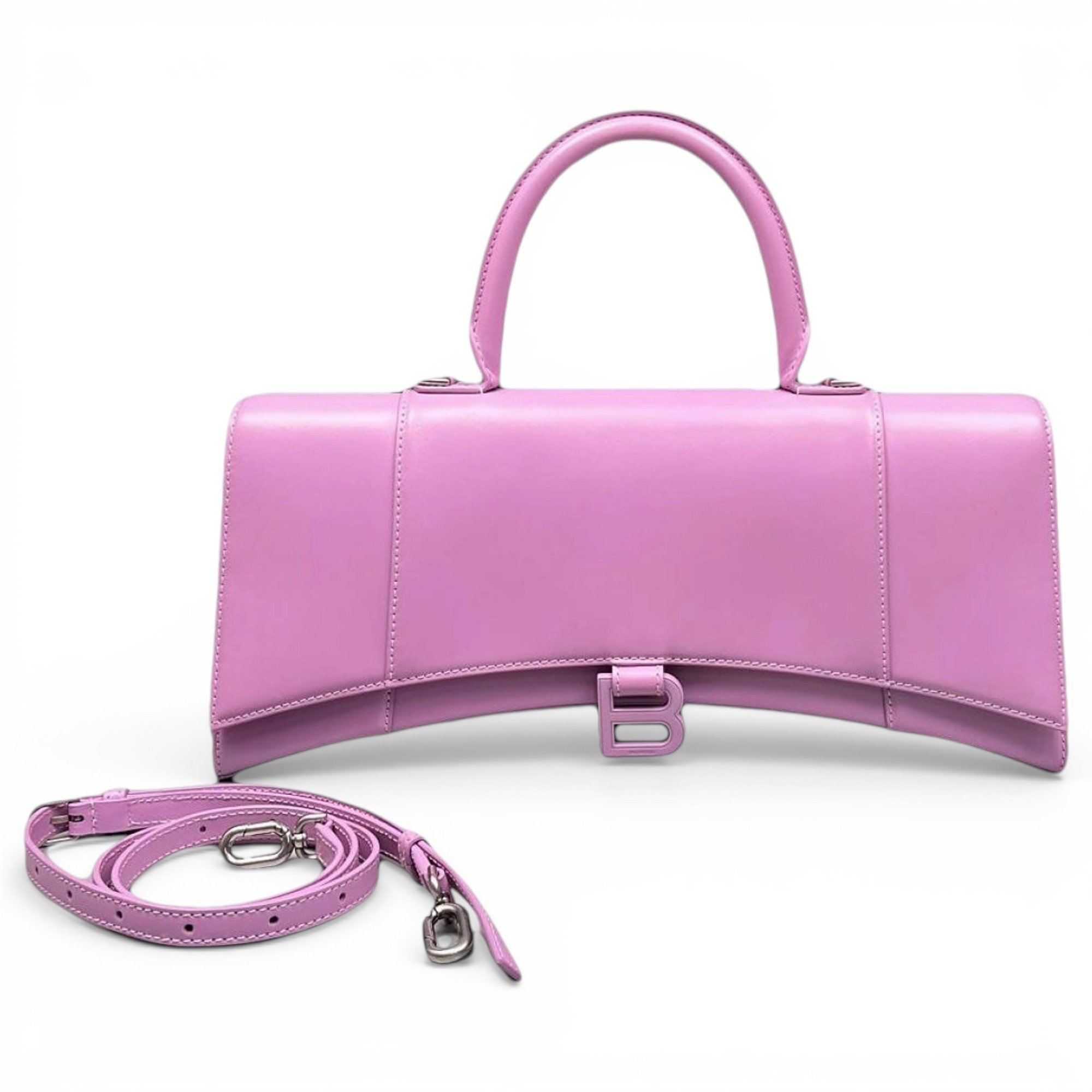 Hourglass leather handbag
