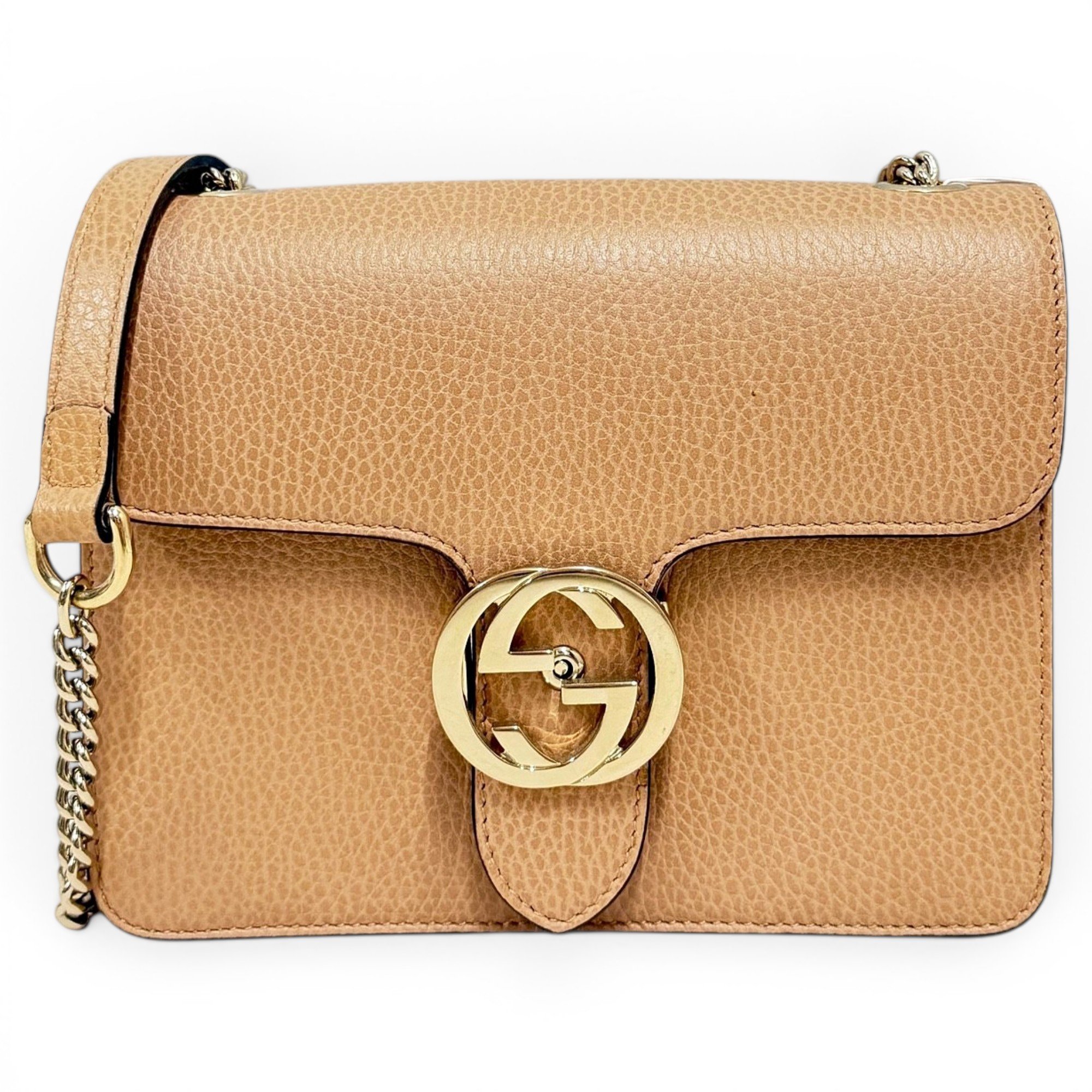 Interlocking leather handbag