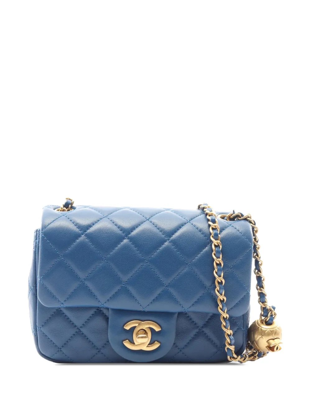 2020 Mini Square Classic Lambskin Pearl Crush Single Flap crossbody bag