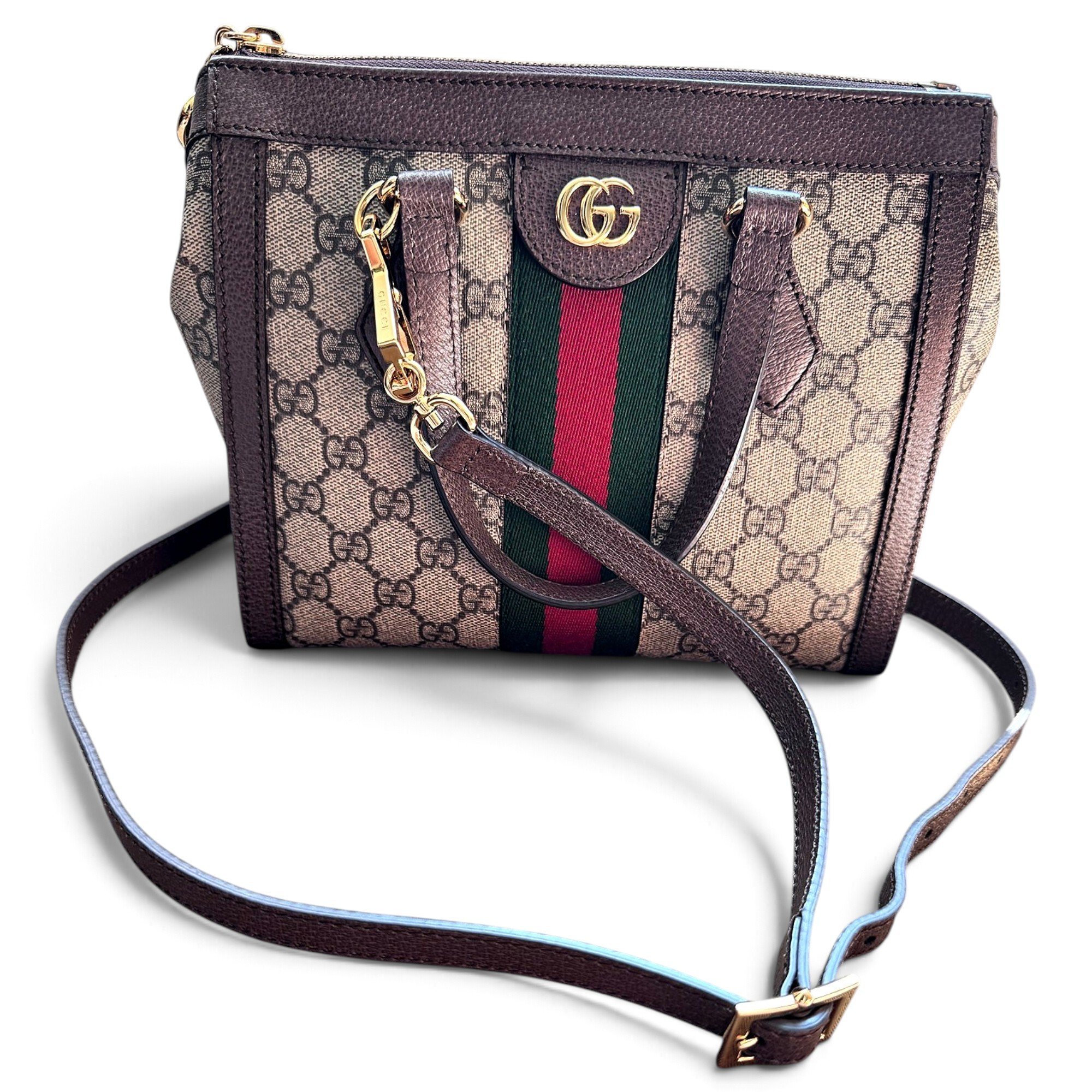 Ophidia Top Handle leather handbag