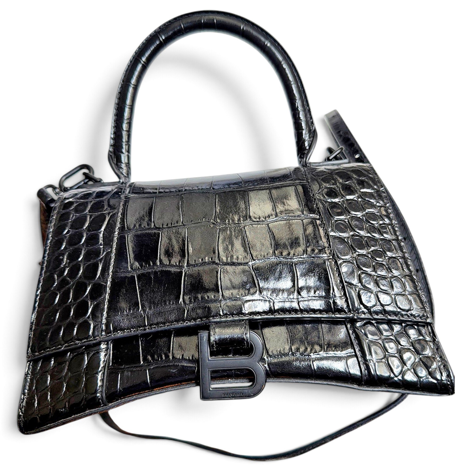 Hourglass leather handbag