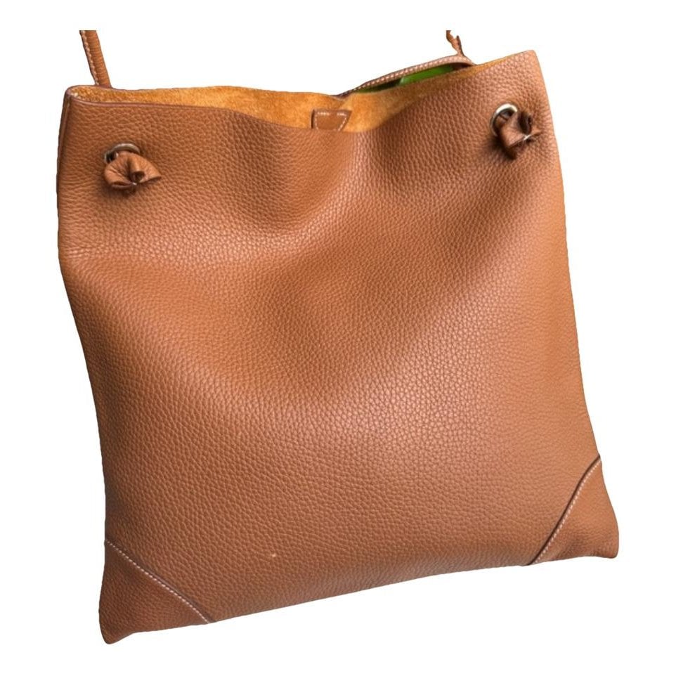 Hermes Silk City Handbag Gold Clemence Leather