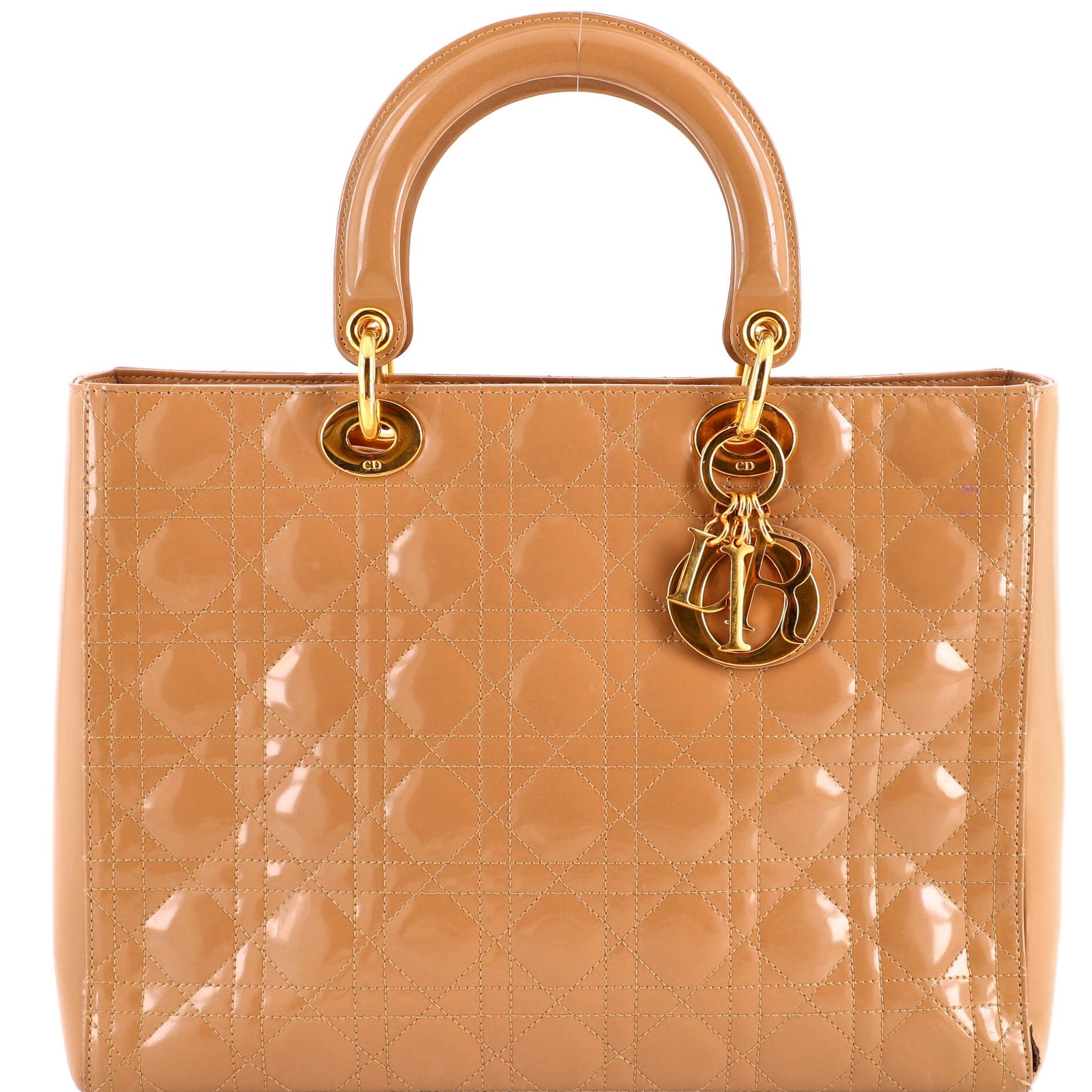 Lady Dior Bag Cannage Quilt Patent Large
