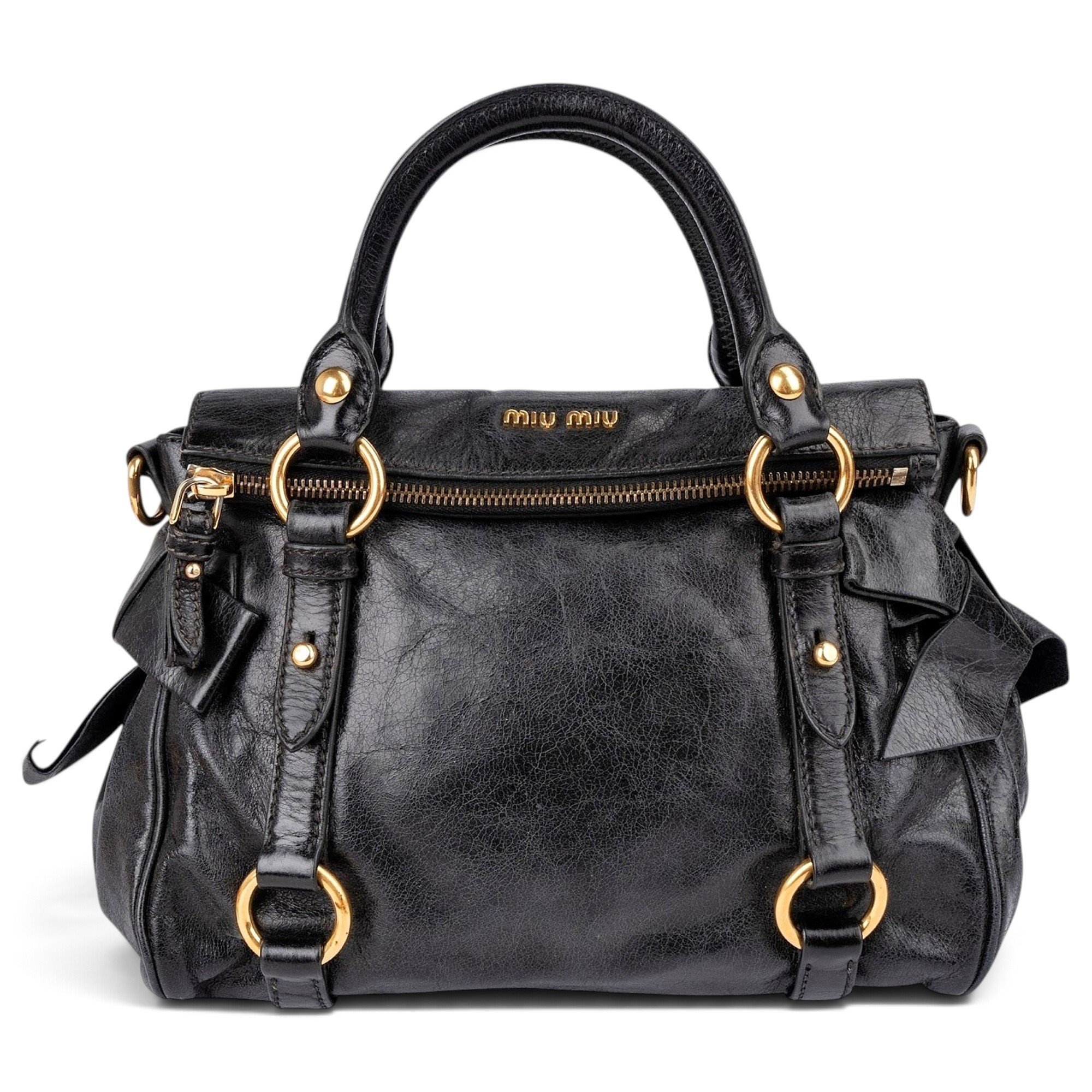 Bow bag leather handbag