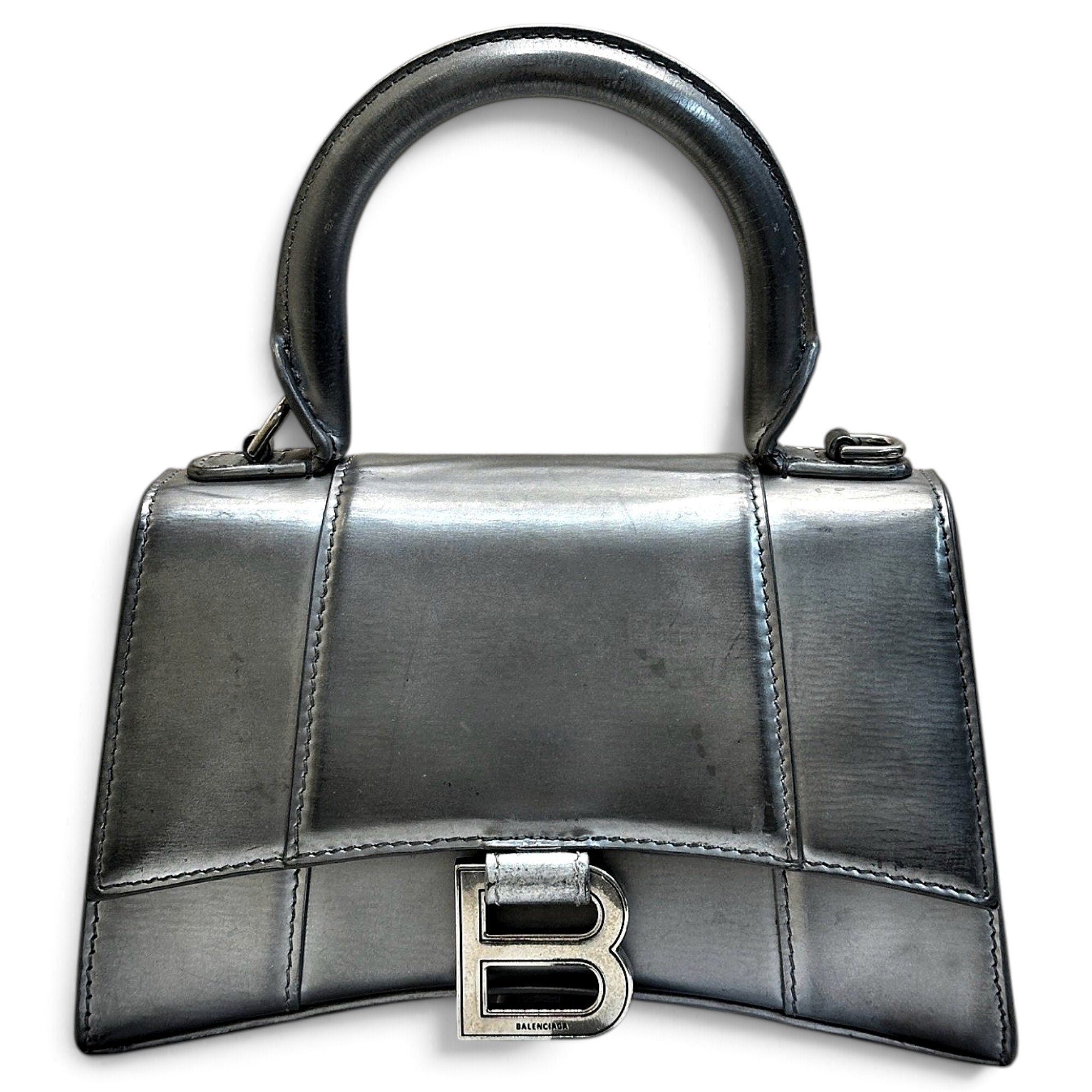 Hourglass leather handbag
