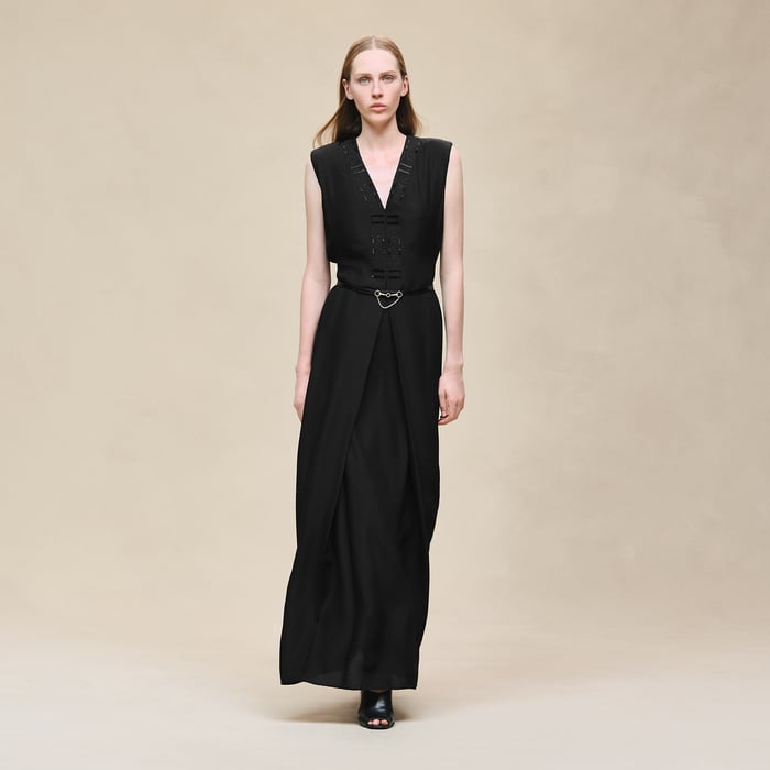 Noir Sleeveless Embroidered Caftan