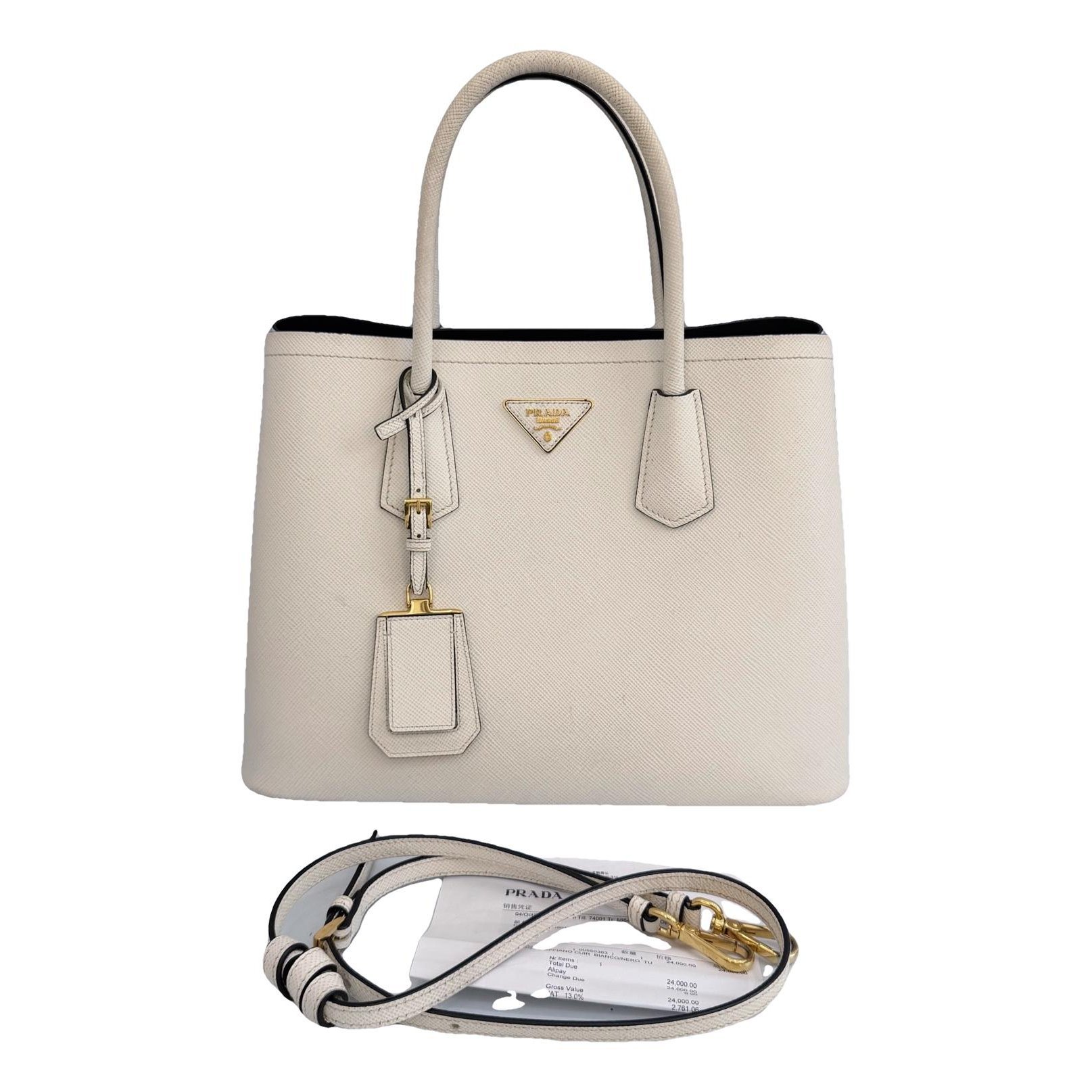 Double leather handbag