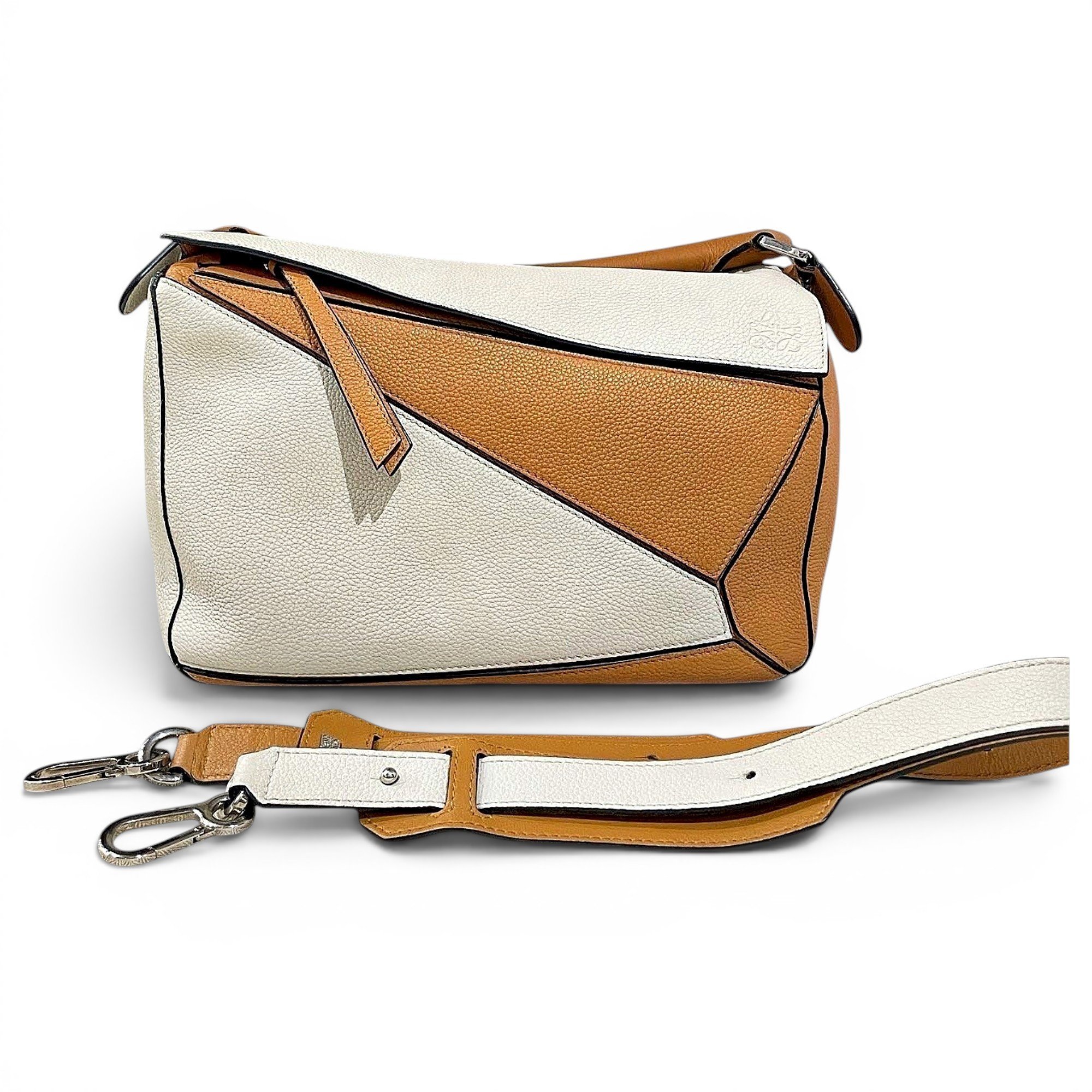 Puzzle leather handbag