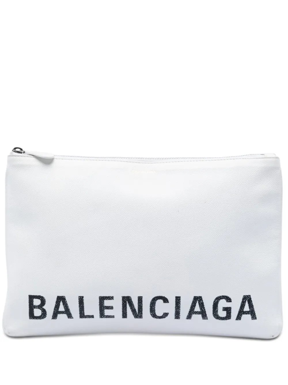 Balenciaga 2019 Leather Ville Logo Zip Pouch clutch bag