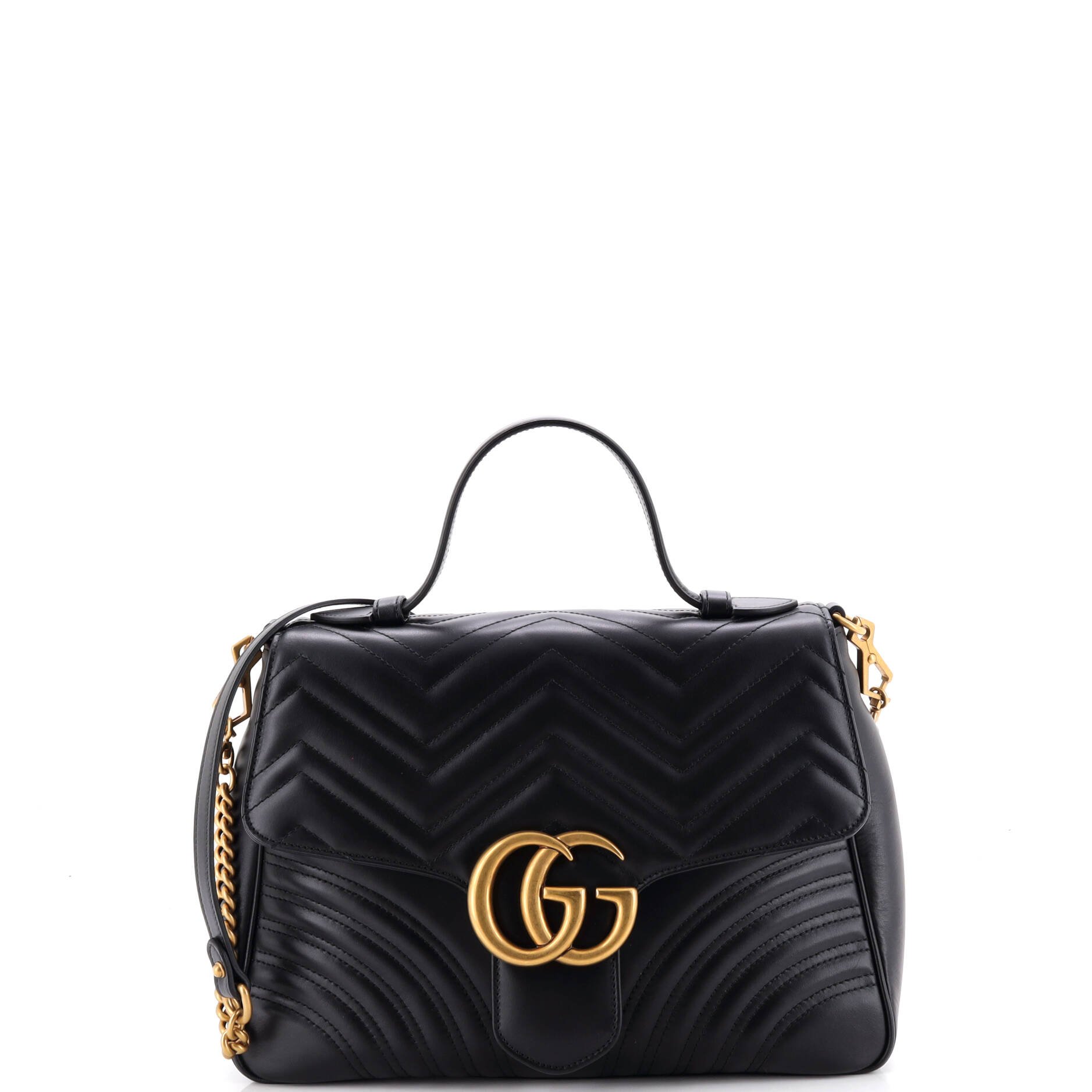 GG Marmont Top Handle Flap Bag Matelasse Leather Medium