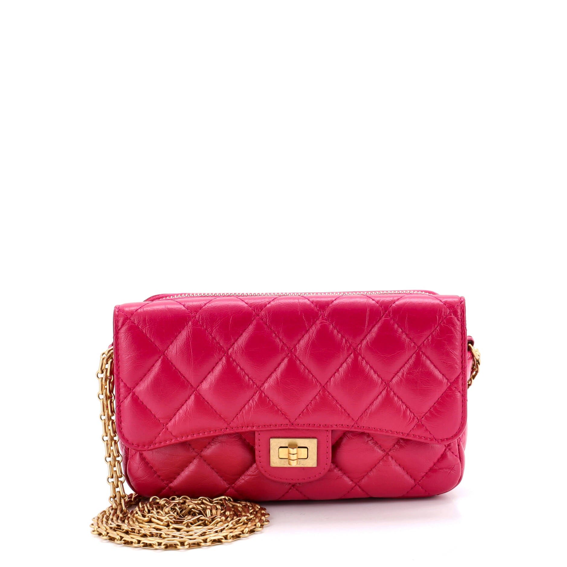 Reissue 2.55 Flap Phone Holder with Chain Quilted Aged Calfskin
