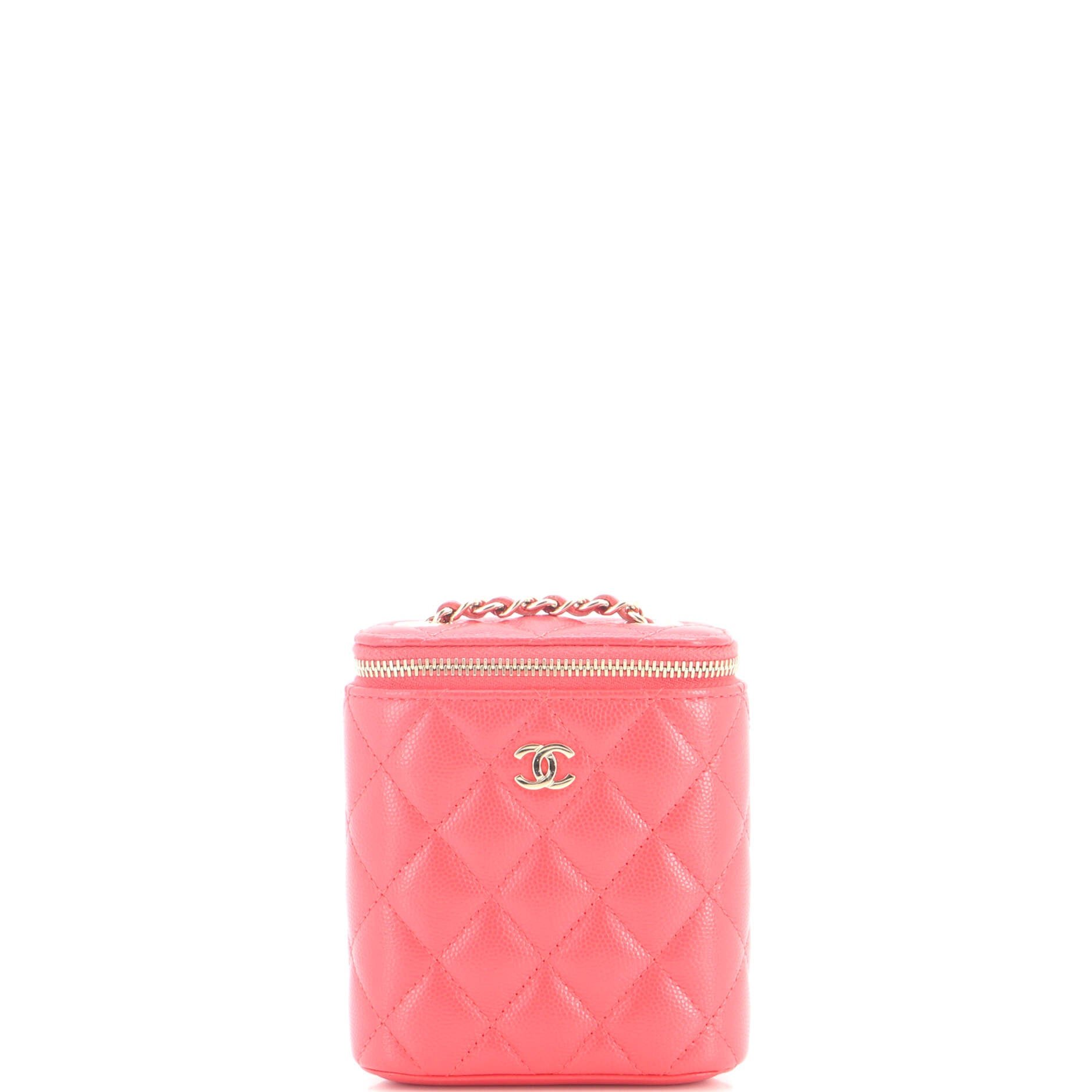 Vertical Classic Vanity Case with Chain Quilted Caviar Mini