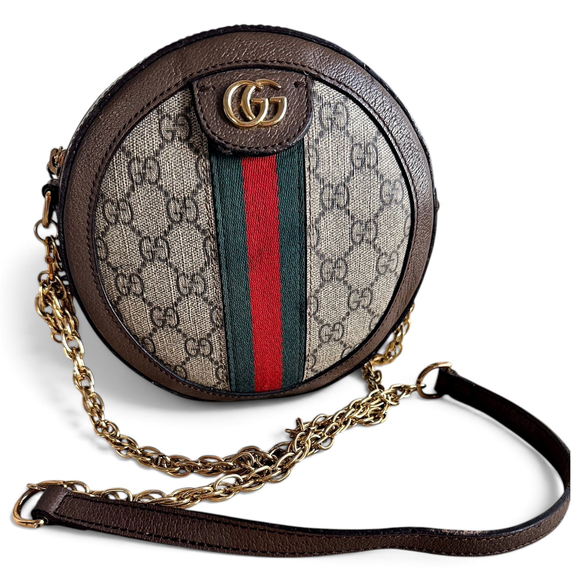 Ophidia Round leather crossbody bag
