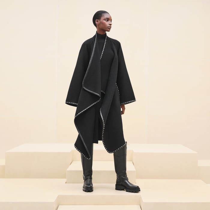 Noir Mixed Leather Coat